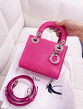 Christian Dior Lady Dior Bag Pink Lizard with Crystal Charms Mini